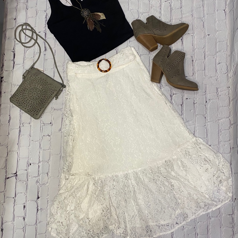 Lace midi boho skirt